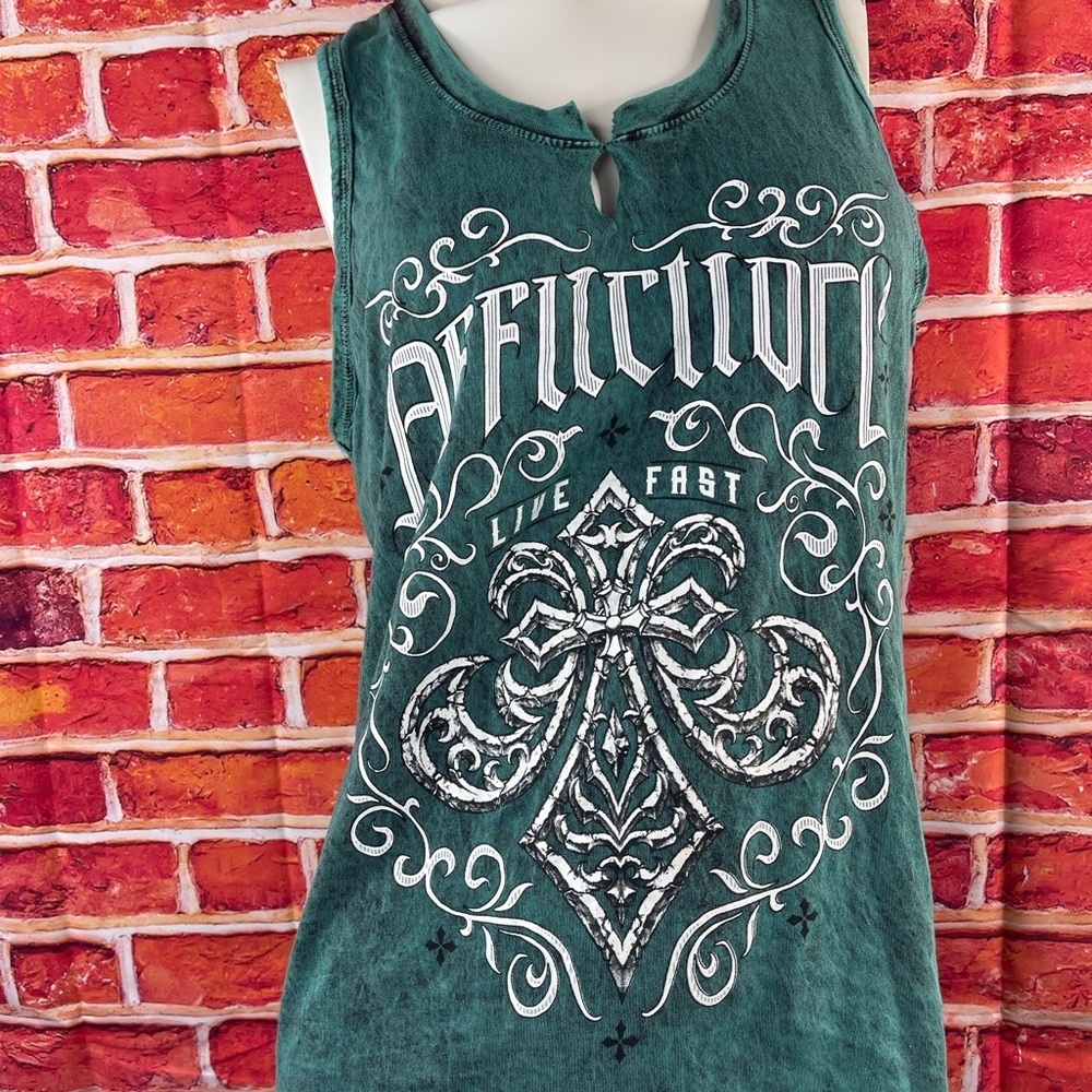 Affliction women’s green tank top - Picture 3 of 8